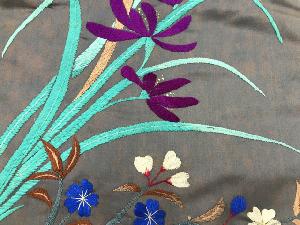 アンティーク　蘭・桜模様刺繍名古屋帯（299.0cm）